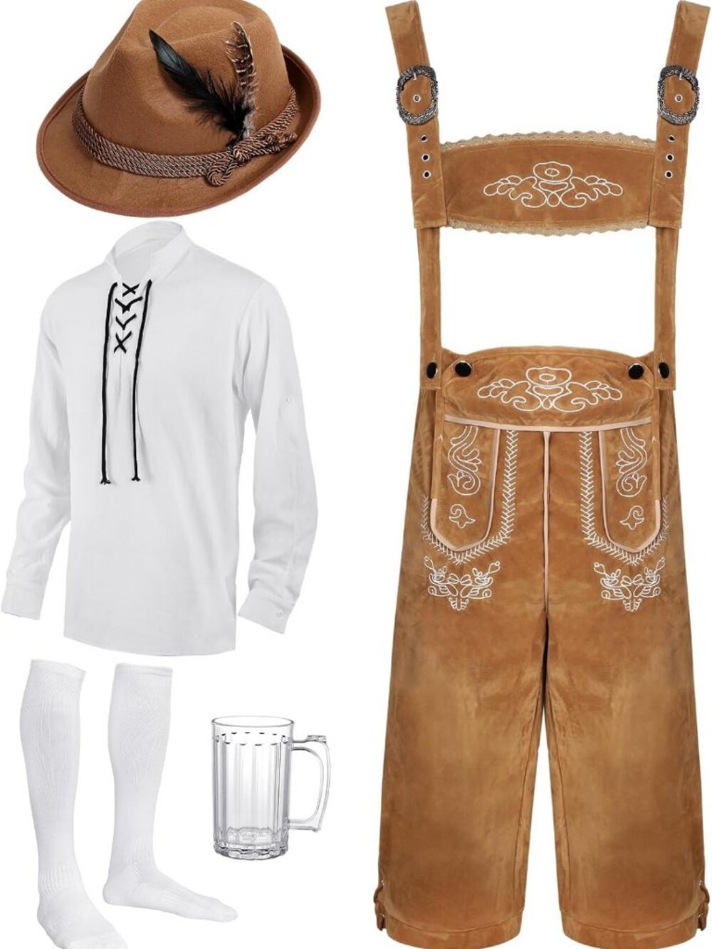 Men's Oktoberfest Costume Set - 6 Pcs Traditional German Outfit for Festivities